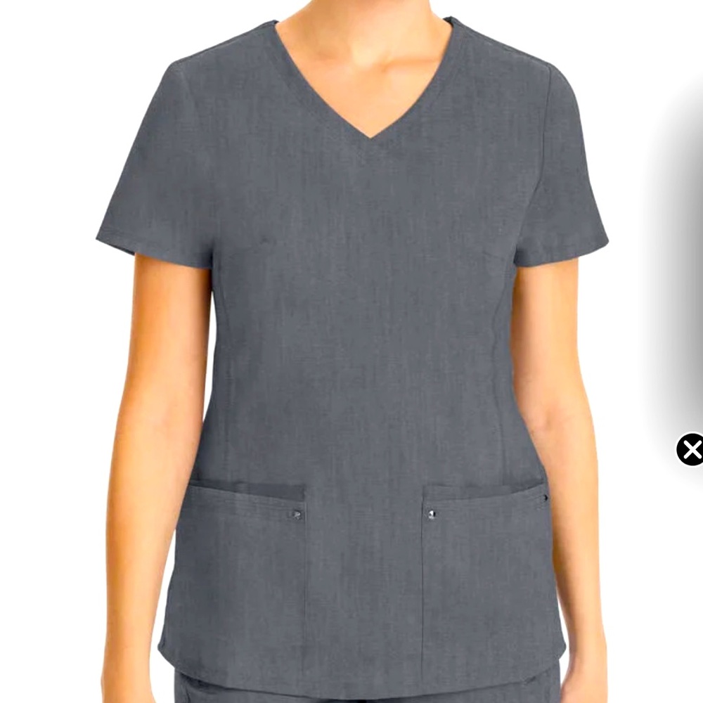 Healing Hands Charcoal Short Sleeve V-Neck Top